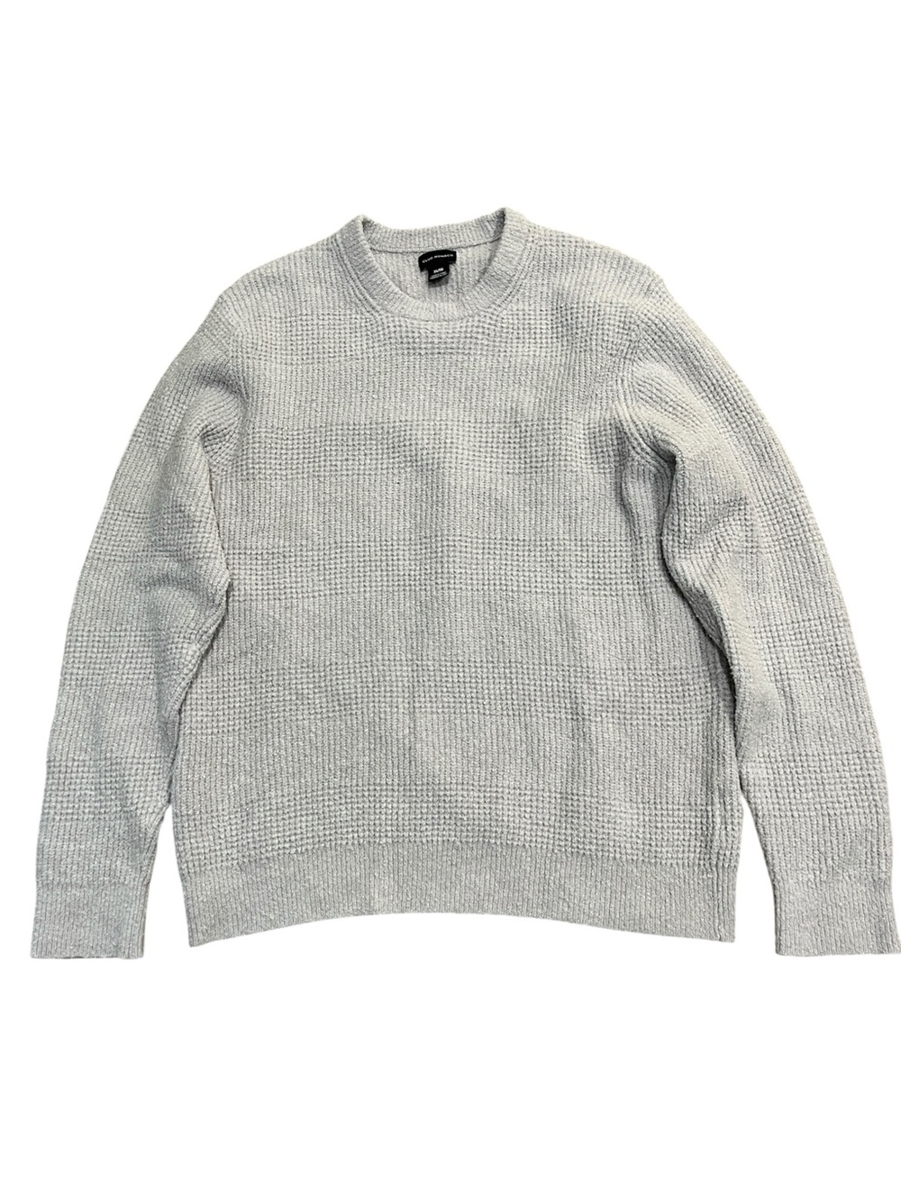 Club Monaco Boucle Waffle Knit Crewneck Sweater Mens XL Gray Minimalist Elevated